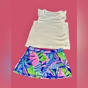 Lilly Pulitzer Golf Set White Ruffle Top and Colorful Skirt